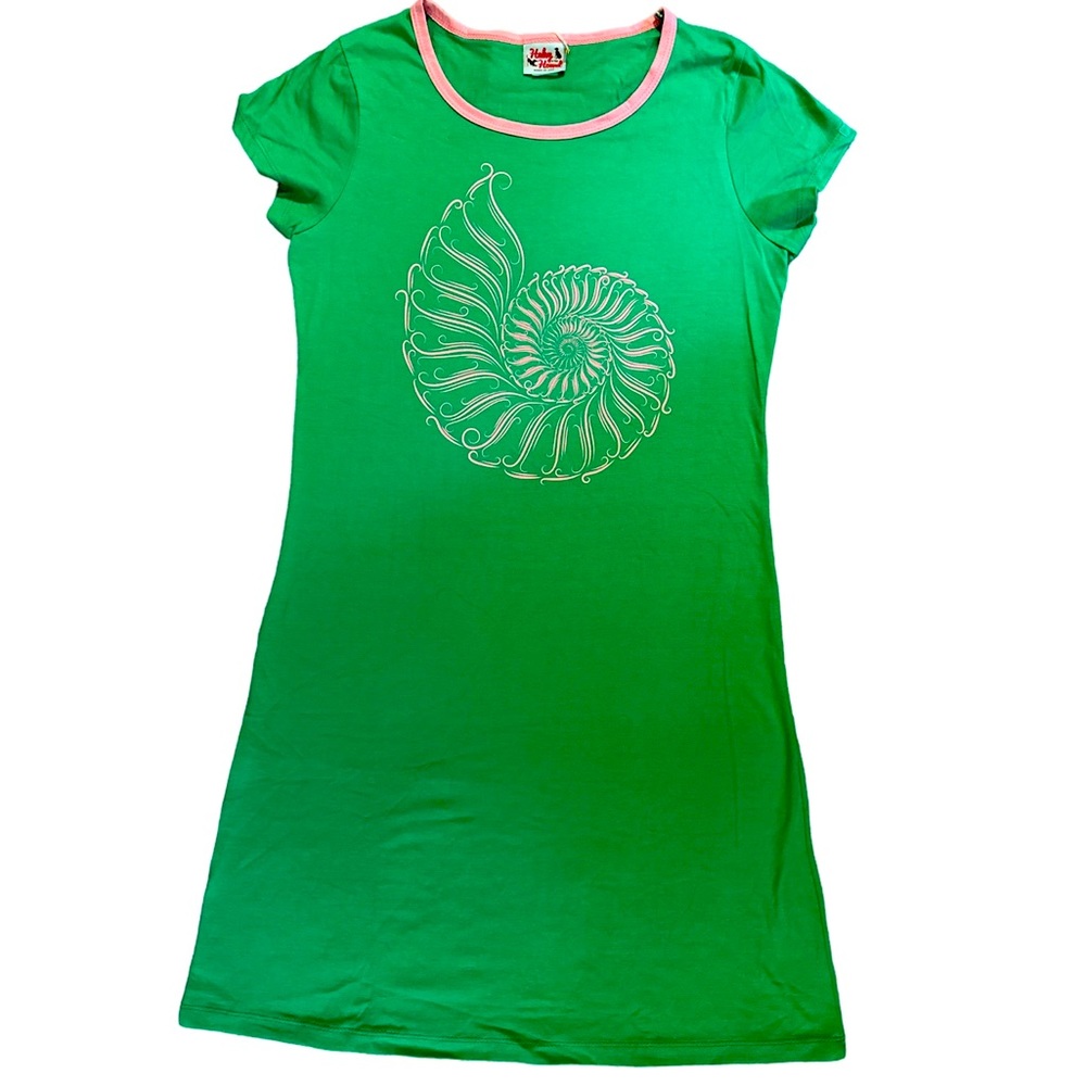 Haley and the Hound Amelia T-Shirt Dress - Nautilus- Pink & Green - Small NWT